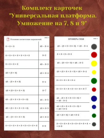 Комплект карточек «Универсальная платформа. Умножение на 7, 8 и 9» (10 шт.)